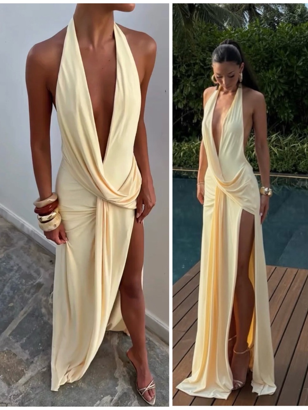 NWT Natalie Rolt Winona Long Maxi Gown Viral Lemon Yellow Dress Women’s Small